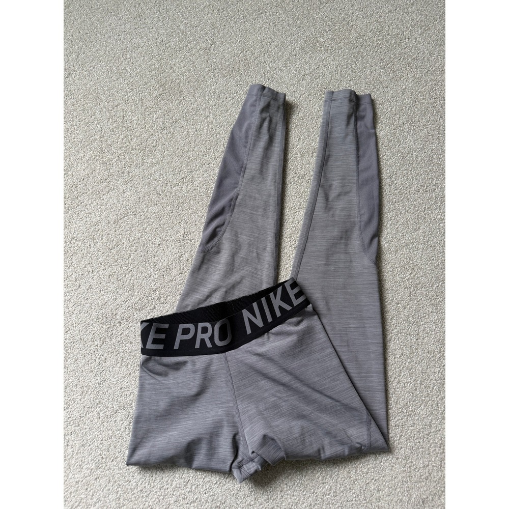 Nike Pro Training Leggings Size S Gray Compression Mesh Panels
